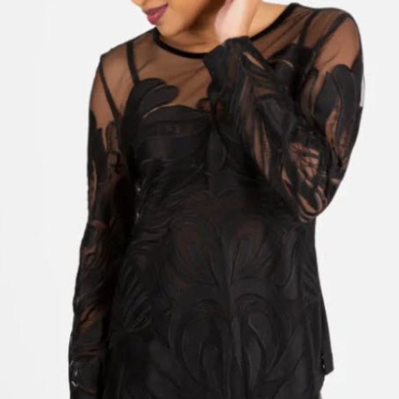 Luxury Black Drama Party Top - Picture 1 of 3